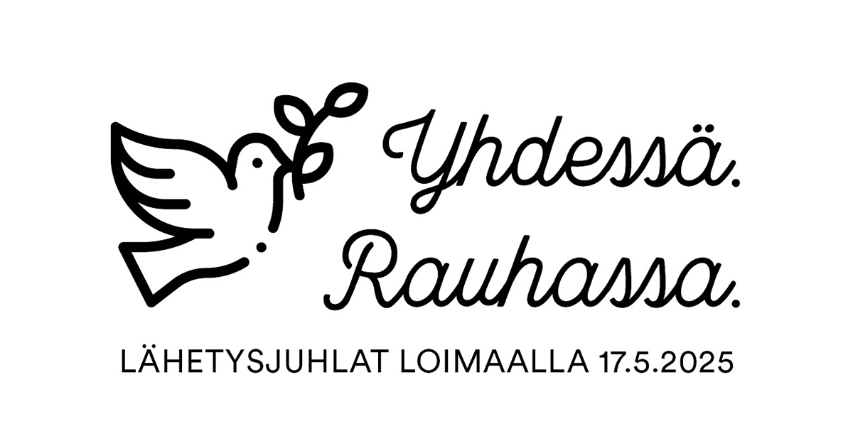Logo: Yhdessä. Rauhassa. Lähetysjuhlat Loimaalla 17.5.2025